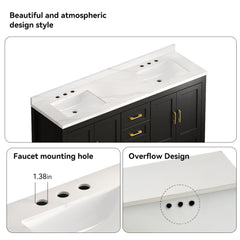 Nuvia 60-Inch Black Bathroom Vanity With Soft Close Doors And Drawers Storage (SAK86210)