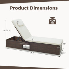 Patio Chaise Lounge Set of 2 with Backrest Seat Cushion and Headrest-Off White