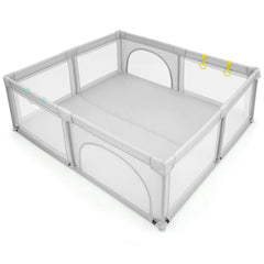 Large Infant Baby Playpen Safety Play Center Yard with 50 Ocean Balls-Gray