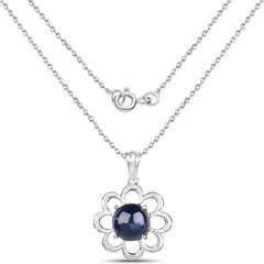 4.65 Carat Genuine Blue Sapphire .925 Sterling Silver Pendant