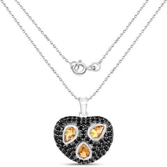 3.19 Carat Genuine Citrine and Black Spinel .925 Sterling Silver Pendant