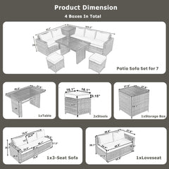 Alora Outdoor 6-Piece All-Weather PE Rattan Sofa Set With Adjustable Seat, Storage Box, Removable Covers, And Tempered Glass Table Top (SAK37221)