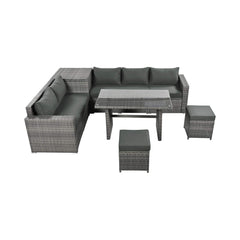 Alora Outdoor 6-Piece All-Weather PE Rattan Sofa Set With Adjustable Seat, Storage Box, Removable Covers, And Tempered Glass Table Top (SAK37221)
