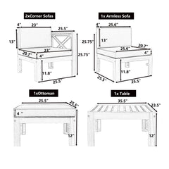 Alora 5-Piece Outdoor Patio Wood Sectional Sofa Set With Cushions (SAK31297)
