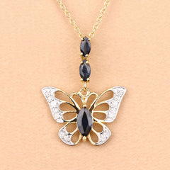 0.92 Carat Genuine Blue Sapphire and White Zircon .925 Sterling Silver Pendant