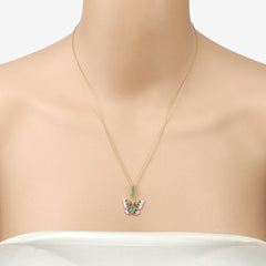 0.72 Carat Genuine Emerald and White Zircon .925 Sterling Silver Pendant