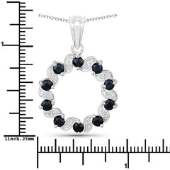 1.30 Carat Genuine Blue Sapphire and White Topaz .925 Sterling Silver Pendant