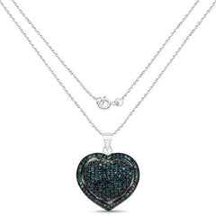 1.25 Carat Genuine Blue Diamond .925 Sterling Silver Pendant