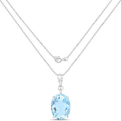 11.25 Carat Genuine Swiss Blue Topaz .925 Sterling Silver Pendant