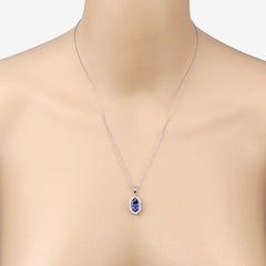 2.44 Carat Genuine Tanzanite and White Diamond 14K White Gold Pendant