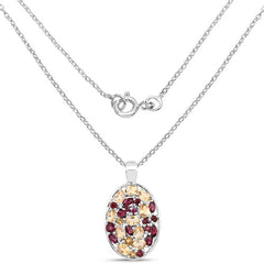 2.88 Carat Genuine Citrine and Rhodolite .925 Sterling Silver Pendant