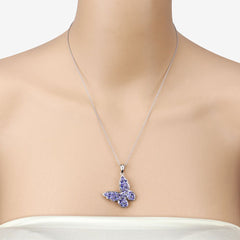 3.78 Carat Genuine Tanzanite .925 Sterling Silver Pendant