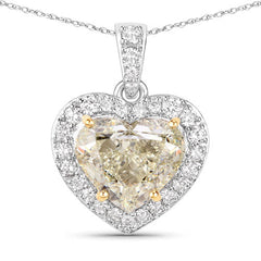 IGI Certified 4.51 Carat Genuine Light Yellow Diamond Center and 0.45cttw White Diamond 18K White Gold Pendant (4.96cttw)