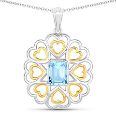 2.60 Carat Genuine Blue Topaz .925 Sterling Silver Pendant