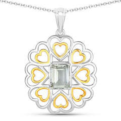 2.10 Carat Genuine Green Amethyst .925 Sterling Silver Pendant
