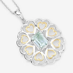2.10 Carat Genuine Green Amethyst .925 Sterling Silver Pendant