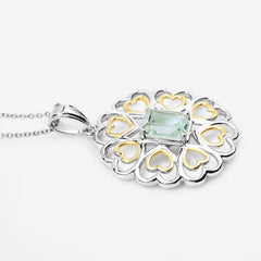 2.10 Carat Genuine Green Amethyst .925 Sterling Silver Pendant