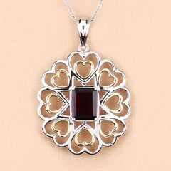 2.55 Carat Genuine Garnet .925 Sterling Silver Pendant