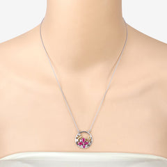 1.47 Carat Genuine Ruby and White Topaz .925 Sterling Silver Pendant
