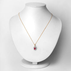 0.95 Carat Genuine Ruby and White Diamond 10K Yellow Gold Pendant