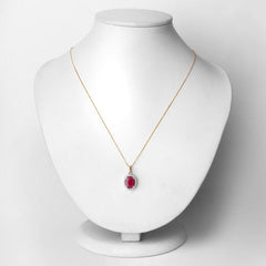 2.51 Carat Genuine Ruby and White Diamond 10K Yellow Gold Pendant