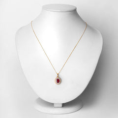 1.55 Carat Genuine Ruby and White Diamond 14K Yellow Gold Pendant