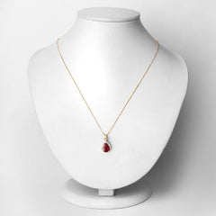 1.98 Carat Genuine Ruby and White Diamond 14K Yellow Gold Pendant