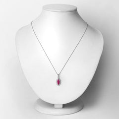1.60 Carat Genuine Ruby and White Diamond 14K White Gold Pendant