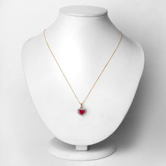 2.08 Carat Genuine Ruby and White Diamond 14K Yellow Gold Pendant