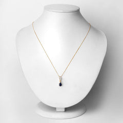 0.85 Carat Genuine Blue Sapphire and White Diamond 14K Yellow Gold Pendant