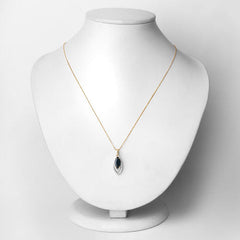 1.42 Carat Genuine Blue Sapphire and White Diamond 14K Yellow Gold Pendant