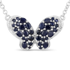 3.83 Carat Genuine Blue Sapphire and White Zircon .925 Sterling Silver Pendant