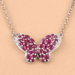 4.15 Carat Genuine Ruby and White Zircon .925 Sterling Silver Pendant