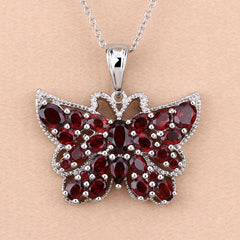 4.90 Carat Genuine Garnet .925 Sterling Silver Pendant
