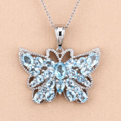 4.84 Carat Genuine Swiss Blue Topaz .925 Sterling Silver Pendant