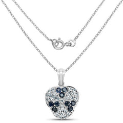 2.73 Carat Genuine Blue Sapphire and Aquamarine .925 Sterling Silver Pendant