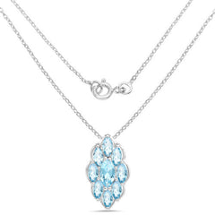4.77 Carat Genuine Swiss Blue Topaz .925 Sterling Silver Pendant