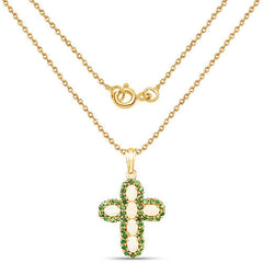 14K Yellow Gold Plated 3.11 Carat Genuine Ethiopian Opal and Chrome Diopside .925 Sterling Silver Pendant