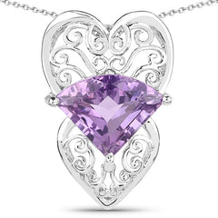 5.80 Carat Genuine Amethyst .925 Sterling Silver Pendant