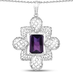 7.80 Carat Genuine Amethyst .925 Sterling Silver Pendant