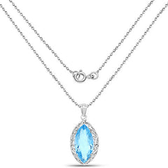 8.22 Carat Genuine Swiss Blue Topaz .925 Sterling Silver Pendant