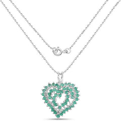 1.53 Carat Genuine Emerald .925 Sterling Silver Pendant