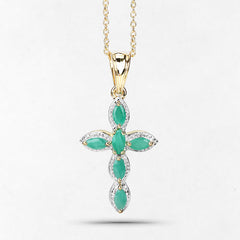 18K Yellow Gold Plated 0.84 Carat Genuine Emerald .925 Sterling Silver Pendant