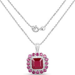 8.48 Carat Glass Filled Ruby and White Topaz .925 Sterling Silver Pendant