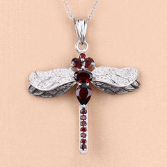 2.29 Carat Genuine Garnet and White Topaz .925 Sterling Silver Pendant