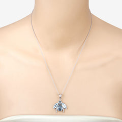 9.06 Carat Genuine Blue Topaz and White Topaz .925 Sterling Silver Pendant