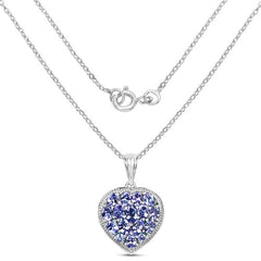 9.79 Carat Genuine Amazonite & Tanzanite .925 Sterling Silver Pendant