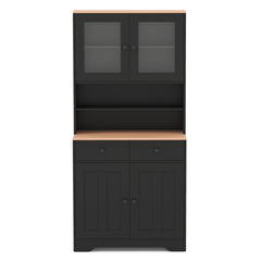 Pantry Cabinet with 2 Removable Shelves-Black