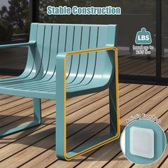 Patio Chairs Set of 2 with Curved Backrests and Seats-Blue