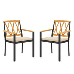 Set of 2 Patio Dining Chairs with Removable Padded Cushions-18 Inches